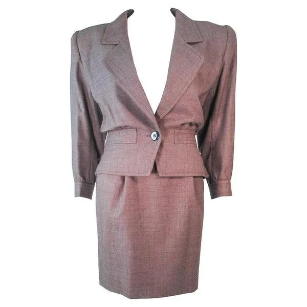 YVES SAINT LAURENT 1970s Brown Skirt Suit | Size 46